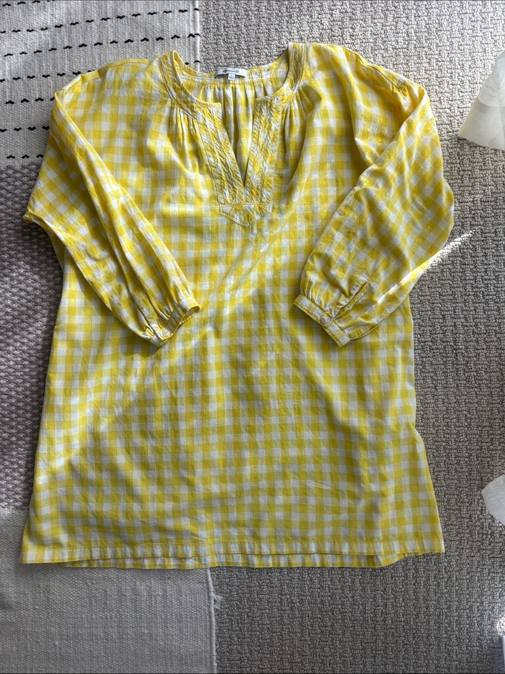 Bright Madewell Yellow White Gingham Mini Dress sz S